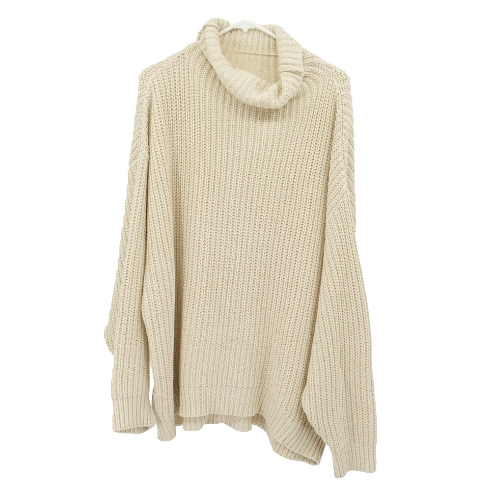 Free People Sweater SZ M Chunky Knit Turtleneck Relaxed Baggy Coastal Grandma